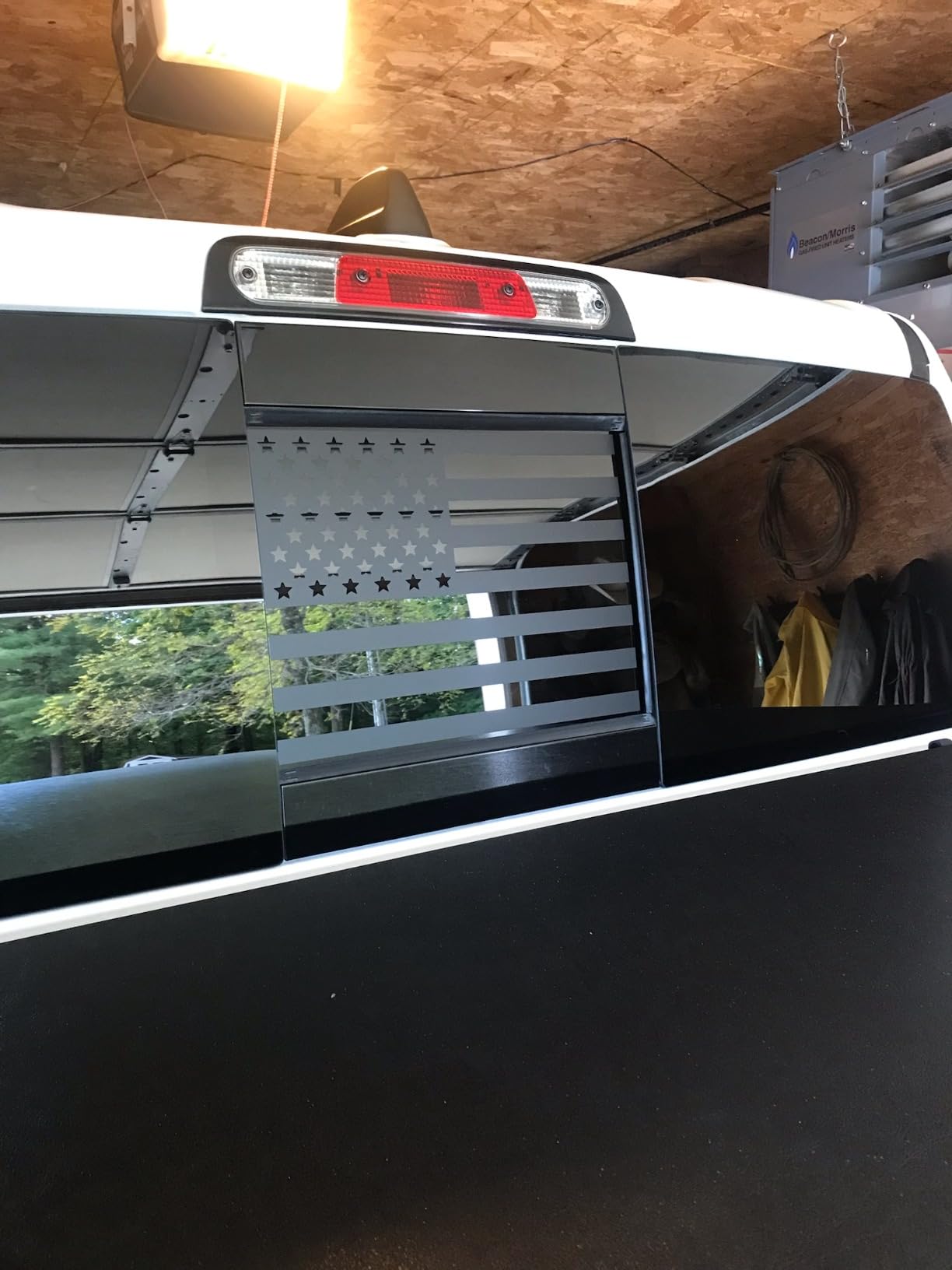 Dodge RAM 1500/2500/3500 Rear Middle Sliding Window American Flag Decal 2009-2026